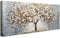 Mit Rahmen Leinwand Bilder Weiße Blumen Baum Bild auf Leinwand Malerei Poster Kunstdrucke Abstrakt Floral Baum des Lebens Bild Wandbilder Heim Restaurant Wohnzimmer Schlafzimmer Wanddeko 50x120cm