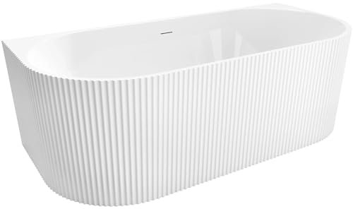 Rea Baignoire Murale VENETA 170cm Baignoire Murale en Acrylique, Capacité 305 litres (Blanc)