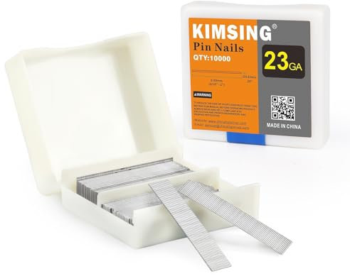 P612SS 23 Gauge 12mm Pin Nails, Stainless Steel, 9000 PCS/Box, Nails for Air Power Pin Nail Gun, Micro Pinner for Cabinets, Light-Duty Wood Work, DIY