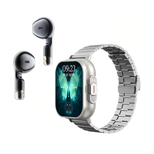 Bewinner Smartwatch mit Kopfhörer – Innovatives 2-in-1 Design, 2,01-Zoll Bildschirm Smartwatch,Kabellose Headset Fitness Tracker Uhr mit Kopfhörer für & Android (Silberner