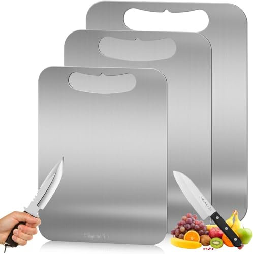Sinardo Titanium Cutting Boards, 100% Pure Titanium Cutting Boards for Kitchen, Cutting Edge Hygiene & Durability, Double Sided Medical-grade Titanium Cutting Mat (S - 12 x 9 inches)