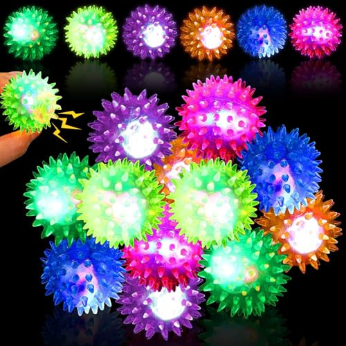 12 Stück Igelball Mitgebsel für Kindergeburtstag - LED Leuchtball Jump Ball Leuchtspielzeug, Flummies als Kleine Gastgeschenke für Kinder