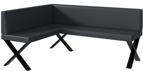 MEBLINI Eckbank für Esszimmer - Küchenbank - Essecke - Sitzecke Küche - Toni - X-Beine 128x168x87cm Links - Dunkelgrau Kunstleder