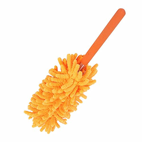 Akozon Spolverino Estensibile con Ciniglia, Design Telescopico in Acciaio Inossidabile da 72 Cm, Facile da Pulire per Casa e Auto, Giallo e Arancione