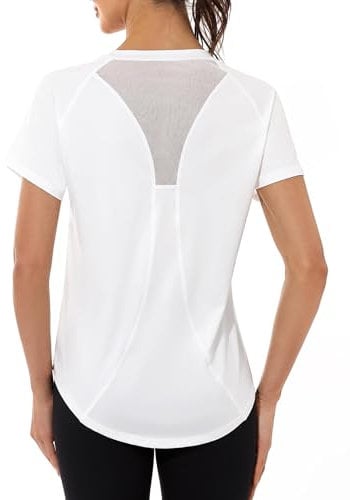 Gyabnw Laufshirt Damen Kurzarm Sport Tshirt Fitness Sportshirt Locker Funktionsshirt Atmungsaktiv Sportoberteil Yoga Gym