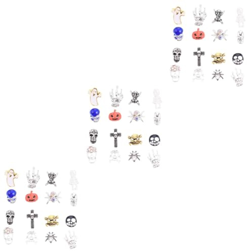 Didiseaon 3sets Halloween Nail Art Charms Skeleton Decor Nail Jewels Gel Stickers Skull Decals 2boxes * 3