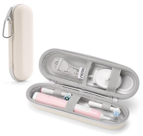 SQERO Reiseetui für elektrische Zahnbürste für Oral-B Pro/iO, Philips Sonicare/Aquasonic, Oral B Etui für Bürstenköpfe & Zubehör, tragbare Zahnbürste, harte Tragetasche, wasserdichtes PU