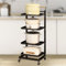 3 Tier Extendable Microwave Oven Rack White Kitchen Storage Trolley with 4 Black Boards Portable Cupboard Shelf for Pans & Cookware