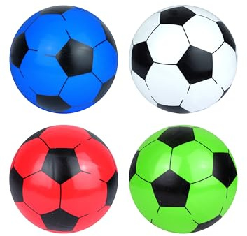 HENBRANDT Single PVC Football 23cm for Kids in Four Assorted Colours - Inflatable Beach Toy Ball - Garden Games for girls and boys
