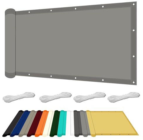 Sonnensegel Rechteckig 225 x 340 cm mit UV Schutz Terrasse Sonnensegel Sonnenschutz Windschutz für Balkon Garten Terrasse, Hellgrau