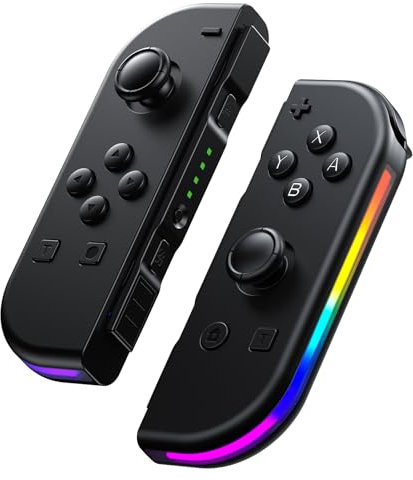 Pogriko Mandos para Switch, Mando Switch Controlador Compatibile con LED RGB/Dual Vibración Función/Gyro Axis