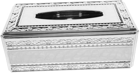 DECORNIJIA Europäischer Stil Tissue Box Cover aus Robustem Silberfarben Wasserabweisender Taschentuchhalter für Wohnzimmer und Esszimmer Kompakte Praktische Papiertaschentuchbox für Zuhause