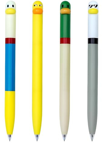 Raheem 4 Stück Kugelschreiber lustige witzige Stifte mit Enten-Design | funny pens, Drehenden mit Anti-Stress-Funktion Ergonomisch Schwarz Ideal für Schule Büro&als Geschenk für Kinder&Erwachsene
