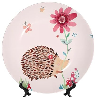 POEZJZW Dekorativer Teller aus Knochenporzellan mit schönem Igel-Muster, glatt und nicht verletzend für die Hände, klassisches Kunstwerk, geeignet für Zuhause und Büro, 15,2 cm