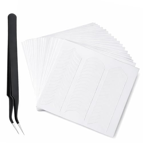 24 Blatt French Maniküre Aufkleber Halbmond Nails Schablone Nagelaufklebe Nagelsticker Selbstklebende Nagelaufkleber Nails Schablone für Maniküre Dekoration Kanten Hilfs DIY Werkzeuge
