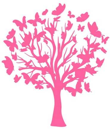Stickers muraux Papillons naturels vivants dans les arbres 68x78.2cm Stickers pour vitres Rose