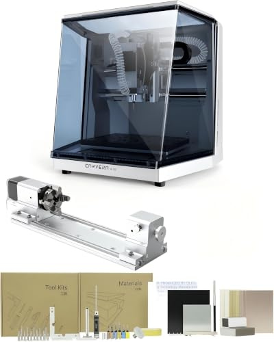 MAKERA CNC Machine, Carvera Air CNC Router with 4th Axis Module, Enclosed CNC Router Mill, 200W Spindle, Quick Tool Change, Auto Probing, Makera CAM, for Wood, Plastics, Aluminium & PCB