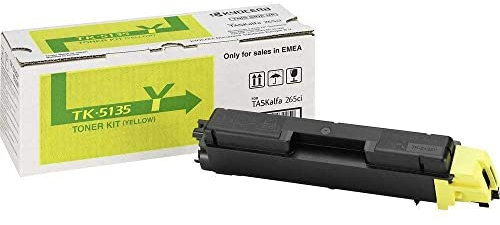 Kyocera TK-5135Y Toner Gelb. Original Tonerkartusche 1T02PAANL0. Toner Drucker kompatibel für TASKalfa 265ci, TASKalfa 266ci. Druckertoner für bis zu 5000 Seiten