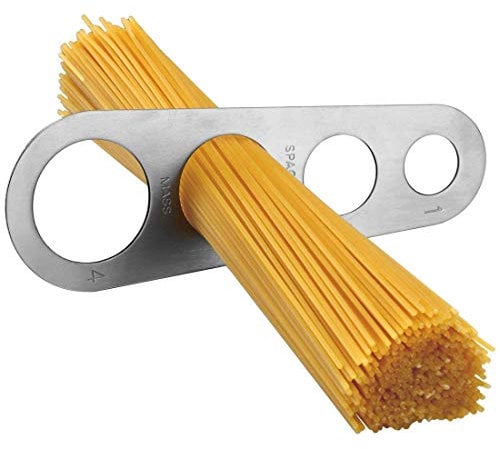 MYNC 4 Holes Stainless Steel Spaghetti Noodle Pasta Measurer Kitchen Tools for Beginner Professional Chef Cooking, silver, 18 x 5 cm