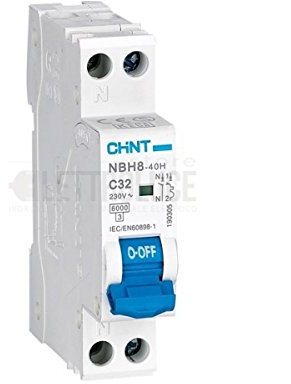 Chint 51230 magnetotermico nbh8-40h 1p+n 6a curva c 6Ka interruttore da guida din quadro