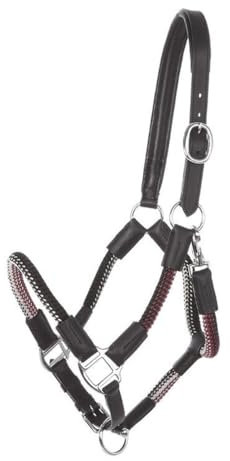 Seil-Halfter mit Strick Cavo, W, schwarz-bordeaux-wei