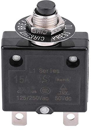 Disjoncteur À Réarmement Manuel, Disjoncteur Thermique De Bouton Poussoir, Protecteur De Surcharge De Surintensité, Avec Bouton De Réinitialisation, 5A 8A 10A 15A 18A 20A 30A En Option, 15A