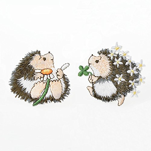 XUNHUI kleiner Igel Tier Aufnäher bestickt Flicken für Kleidung Aufkleber 1 Paar