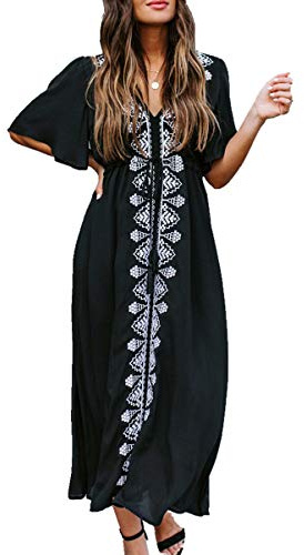 L-Peach Femmes Broderie Caftan Surdimensionné Bohomian Kimono Vêtements de Nuit Biniki Couverture Ups Sarong Paréo