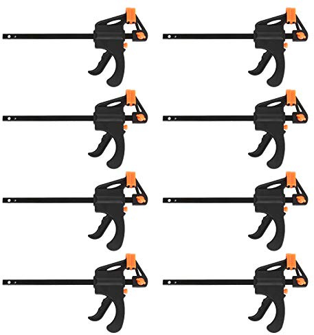 LISHINE 4 Inch Bar Clamps for Woodworking, 8 Pack Quick Grip Clamps Trigger Clamp One Handed Ratchet Clamp, Mini Small Bar Clamp for Craft