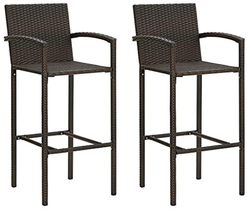 vidaXL 2X Barhocker Barstuhl Tresenhocker Thekenhocker Tresenstuhl Thekenstuhl Küchenhocker Bar Stuhl Hocker Innen Außen Braun Poly Rattan