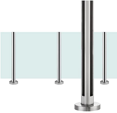 Zaunsäulen Glasgeländer Hochleistungsgeländerzaunpfostenhandlauf, Sicherheitsglas-Geländersystem mit Kompletten Bausätzen, Glasklemmsatz für Balkon Flur Terrasse
