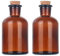 Magic Season Decorative Round Glass Bottles with Cork Stoppers (6 Pcs/ Amber/ 120 ml)