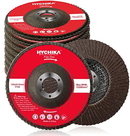 HYCHIKA Disco Lamellare 125mm, 10PC Dischi Lamellari Abrasivi Lamellari, Grana 120, Adatto per Acciaio Inossidabile Metallo e Legno per Smerigliatrice Angolare