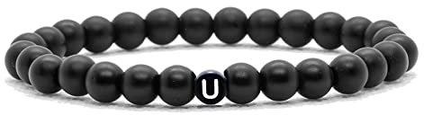 Partnerarmbänder | Armband mit Buchstaben für Pärchen | 6mm Naturstein Perlen | Geschenk für Frauen | Geschenke für Freunde | Freundschaft Geschenke | UNISEX |(1 Armband)