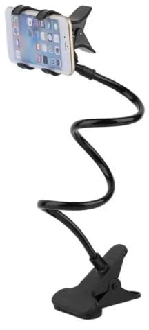PARENCE.- Support de Téléphone Réglable en Col de Cygne, Bras Articulé 360° Rotation/Support Universel Flexible à Double Pinces pour Smartphone/Bureau, Lit - Couleur Noir