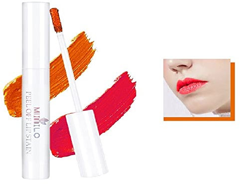 Peel Off Lip Stain Set, Blading Peel & Reveal Lip Stain, Long Lasting, Smudge Proof, Waterproof Lip Tint, Natural Base Liquid Lipstick Kit Nonstick Cup Tear-off Lip Gloss (Red)