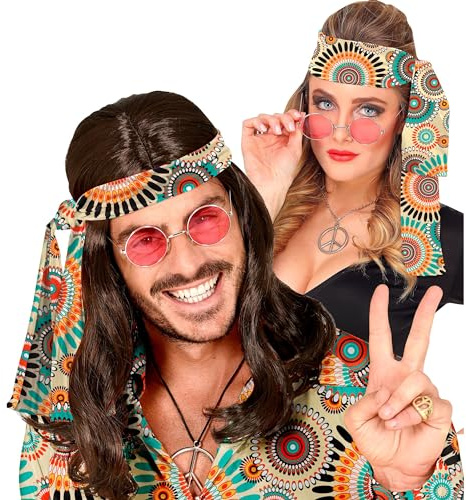 W WIDMANN MILANO Party Fashion - Fascia per capelli anni '60 e '70 | Fascia per capelli per costumi hippie / Flower Power, Carnevale, feste a tema, festival