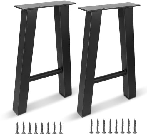 DBREAKS Lot de 2 Pieds de Table Métal, A Type Pied de Table Industriel en Fer, Noirs Pieds de Meuble DIY, 40cm Pieds de Banc en Industriel, Pieds De Table De Bureau avec vis, pour Table a Manger