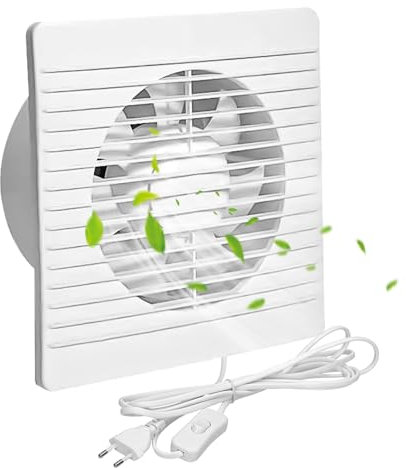 Nizirioo 1 ventilatore da bagno da 100 mm: ventilatore da 4 pollici a parete con interruttore, funzionamento silenzioso, ventilatore di scarico per cucina, bagno, finestra loft e cantina (bianco)