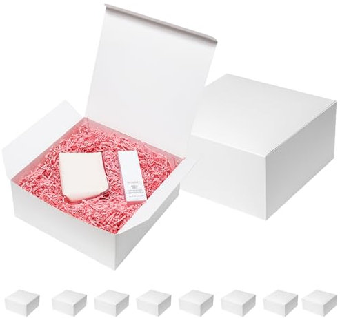 Mcfleet Große Geschenkboxen mit Deckel, 30,5 x 30,5 x 12,7 cm, Weiß, extra tiefe Geschenkbox für Geschenke, Bastelboxen für Hochzeit, Abschlussfeier, Urlaub, Weihnachten, Geburtstag,