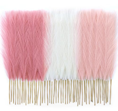 Faylifeway 50 Stück Pampasgras 43,2 cm, Blush Pink Pampasgras Dekor, künstliche flauschige rosa Dekoration Blumen für Zuhause, Zimmer, Geburtstag, Badezimmer, Party, Wand (Blush & Cream & Pink)