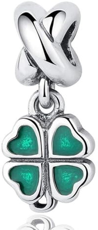 Rimgoris 925 Sterling Silber Charme für Frauen Armbänder Halskette St. Patrick's Day grün Emaille Diy Schmuck Mode vier Blatt Klee Glücksbringer baumeln Geschenke