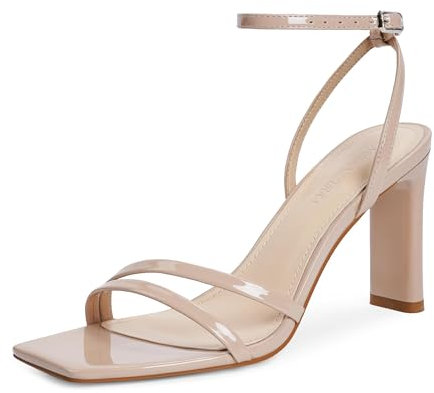 MIRAAZZURRA Damen Sandalen Klobig High Heel Quadratische Offene Zehe Slingback Heel Sandalen with Ankle Strap für Kleider Party Schuhe Nackt 37