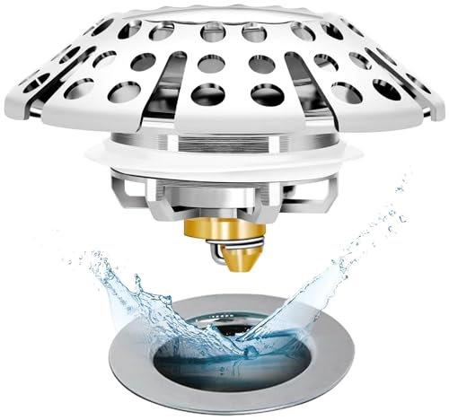 Anlige Bathtub Drain Stopper, Pop Up Tub Stopper with Hair Catcher, Bathtub Plug and Cover with Strainer, Universal for 1.5 to 1.8in Tub Drain