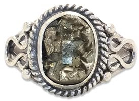 Roher Pyrit Edelstein Ring, Rohstein Ring, minimalistischer Ring, 925 Sterling Silber, Weihnachts geschenk, Schmuck, Stapelring, Designer Ring (66 (21.0))