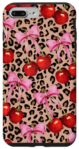 iPhone 7 Plus/8 Plus Cherry Pink Bow Coquette Cute Leopard Girl Aesthetic Case