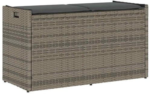 vidaXL Outdoor-Sitzbank mit Stauraum und Kissen Grau 100 cm, Gartenaufbewahrungsbank, Außenlagerbank, Außenbank mit Stauraum, Gartenaufbewahrungssitz