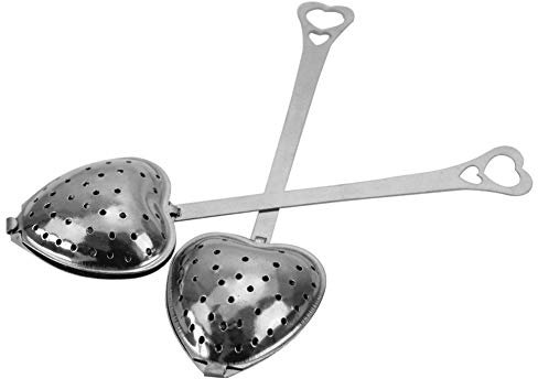 2Pcs Stainless Steel Heart Tea Infr Steeper Strainer stainless steel spoon Handle Shower