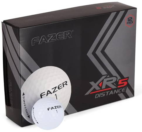 FAZER By American Golf XR5 Distance Golf Balls 12 Pack – 2-Piece Construction with High-Energy Core & Ionomer Cover for Enhanced Accuracy - White