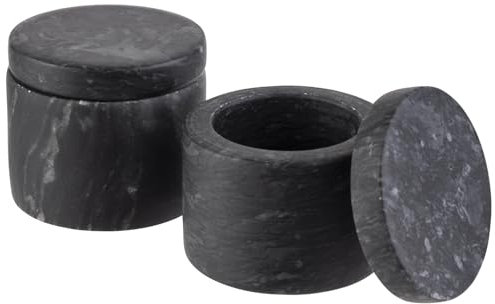 APS 15920 Marmordosen für Gewürze, 2er-Set, Marmor, Ø 6 cm, Höhe 5 cm, Fassungsvermögen 40ml